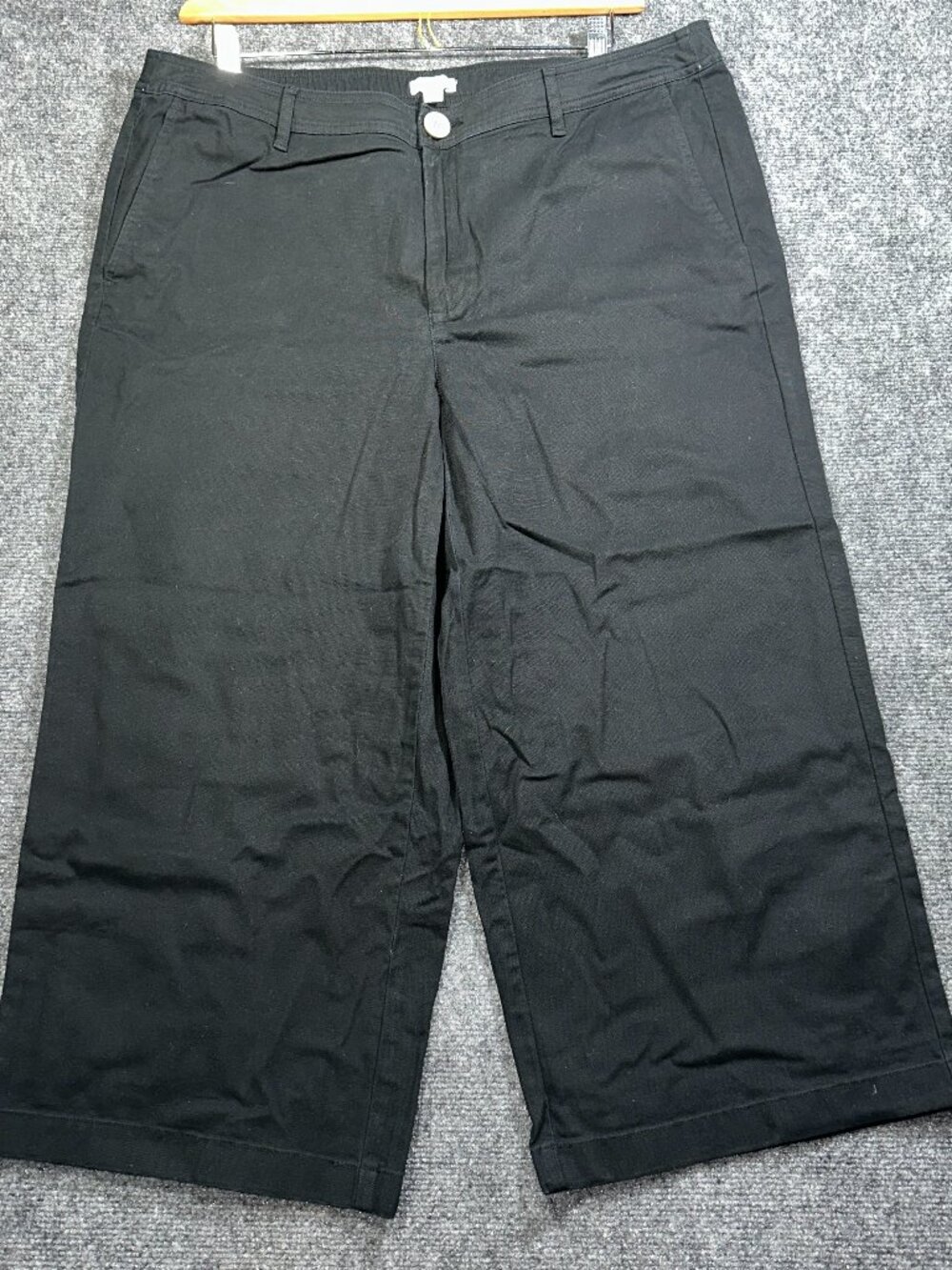 J JIll Pants Womens 18 Crop Black Cotton Stretch Straight Leg Flat Front Pockets
